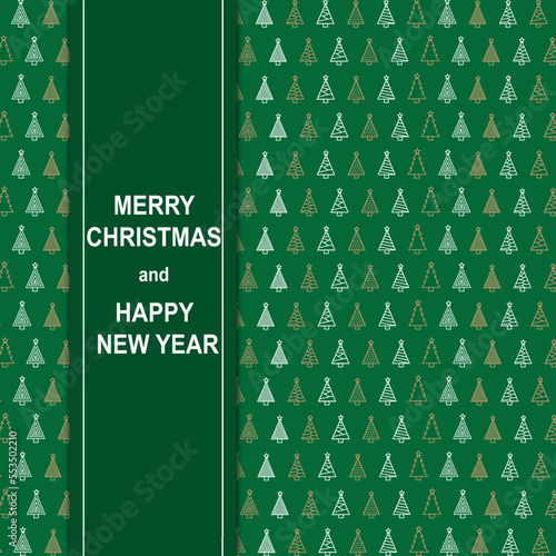 MERRY CHRISTMAS AND HAPPY NEW YEAR POSTCARD GREEN DESIGN