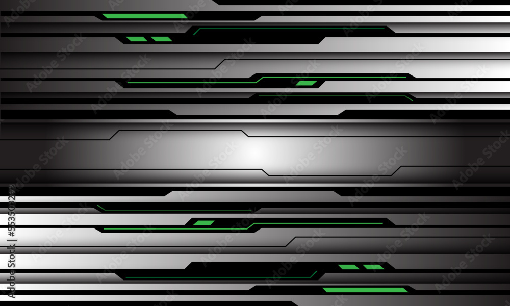 Abstract silver black circuit green light line cyber geometric design modern technology futuristic background vector Abstract silver black circuit green light line cyber geometric design modern technology futuristic background vector