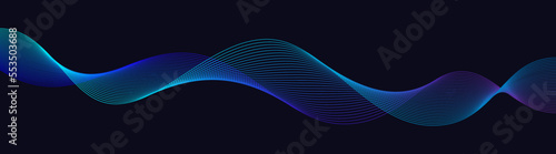 energy blue light futuristic stream wave fluid outline dynamic effect long banner