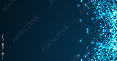 Ai technology. Concept of artificial intelligence. Blue and dots lines. Digital, communication, science, networks