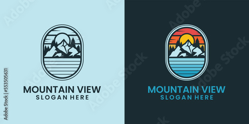 Modern and colorful mountain landscape logo design inspiration