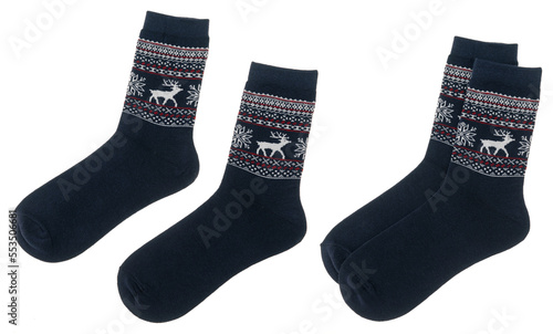 Pair of Nordic style socks isolated on white
