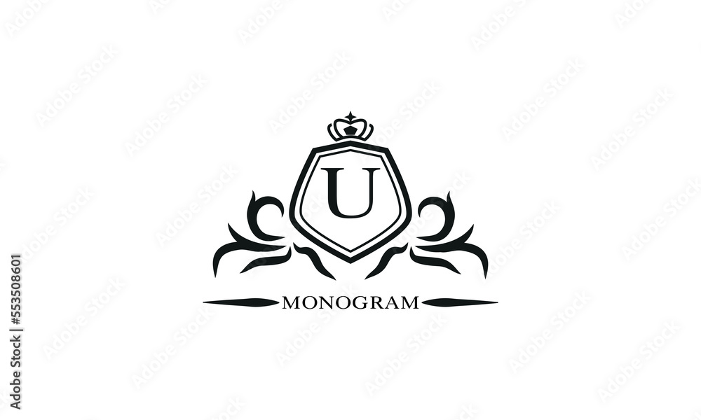 Luxury logo template with calligraphic elegant initial U. Emblem logo for restaurants, hotels, bars and boutiques. Luxury logo template with calligraphic elegant initial U. Emblem logo for restaurants, hotels, bars and boutiques.