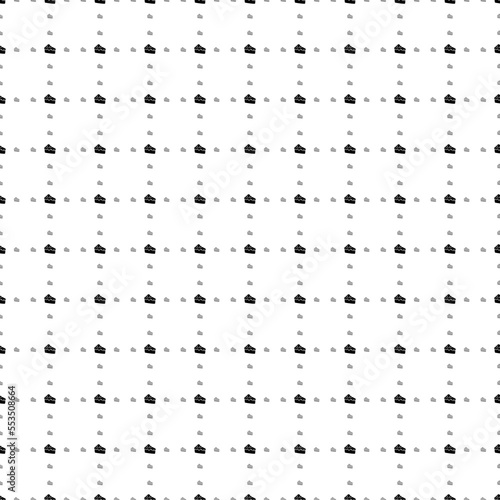 Square seamless background pattern from black piece of cake symbols are different sizes and opacity. The pattern is evenly filled. Vector illustration on white background