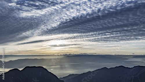 Japanese mountain Timelapse in the morning with clouds in Nagano, Japan1