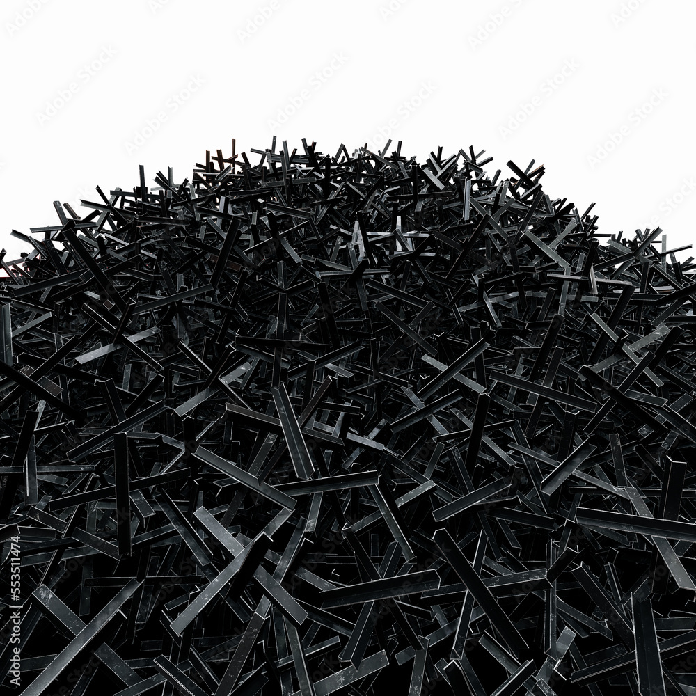 Pile of antitank hedgehog defence on white background 3d render Pile of antitank hedgehog defence on white background 3d render