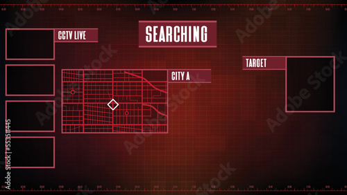 abstract background of futuristic tracing target searching maps hud ui screen