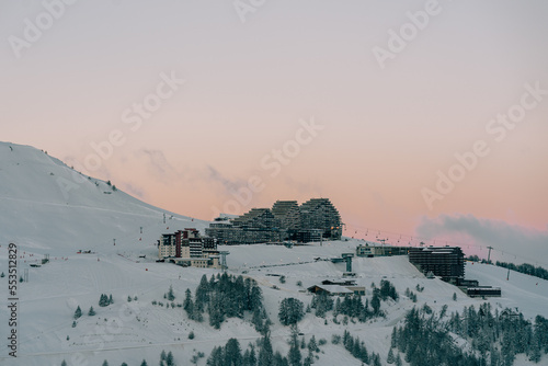 La Plagne ski resort early in the morning