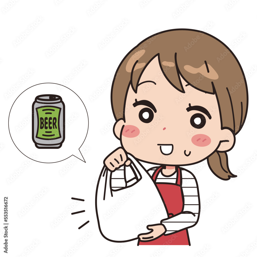 Illustration of a woman secretly buying alcohol. Illustration of a woman secretly buying alcohol.