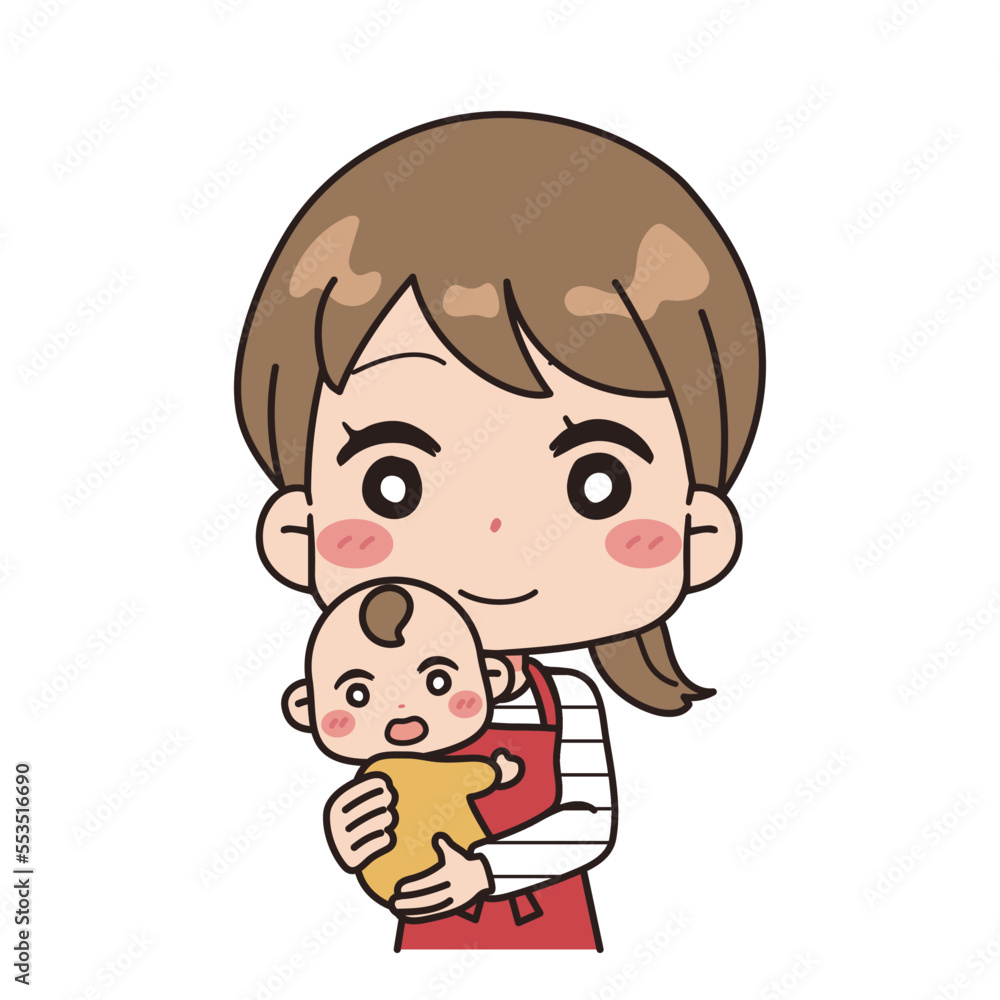 Illustration of a woman raising a child. Illustration of a woman raising a child.
