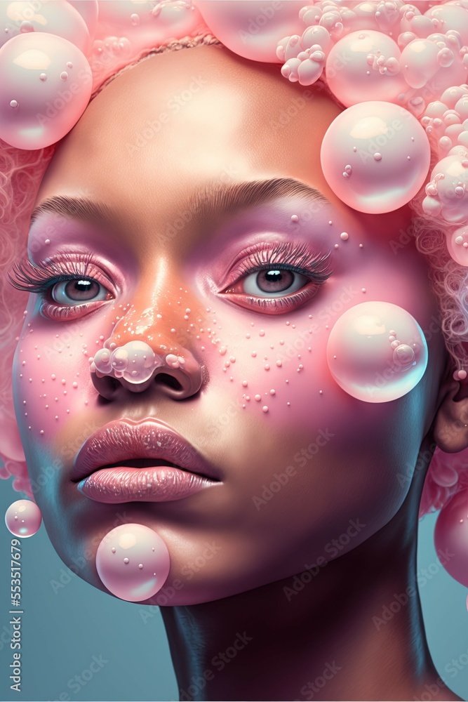Bubble Gum Queen. Generative AI, non-existent person. Bubble Gum Queen. Generative AI, non-existent person.