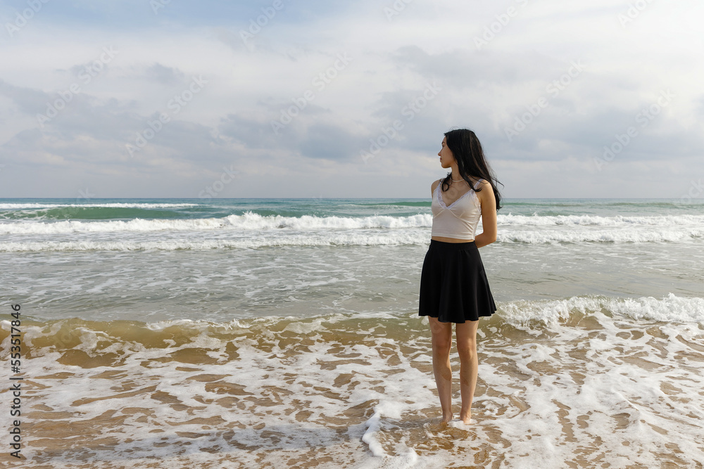 Portrait of a young girl at sea, vacation, travel and healthy lifestyle