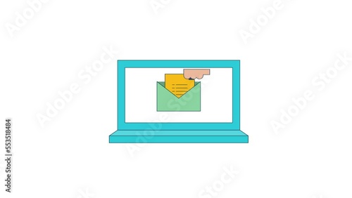 Wallpaper Mural Hand opening new email message on laptop screen, notification business concept. Torontodigital.ca