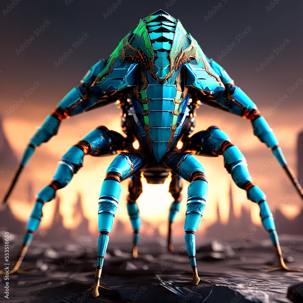 Alien insectoid robots race pack . Generative AI Alien insectoid robots race pack . Generative AI