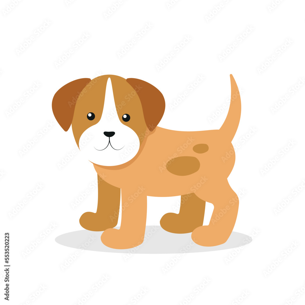The puppy is standing and looking to the side The puppy is standing and looking to the side