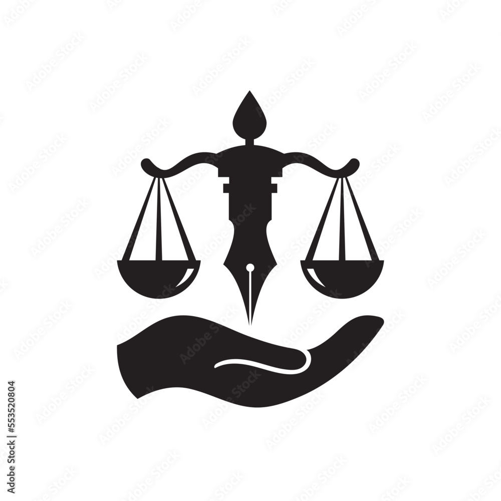 Hand holding justice law balance on pen stand. vector icon. Attorney Avocado Judicial Balance law Court Justice Services, Barrister, Symbol of law measuring legal case icon design. Hand holding justice law balance on pen stand. vector icon. Attorney Avocado Judicial Balance law Court Justice Services, Barrister, Symbol of law measuring legal case icon design.