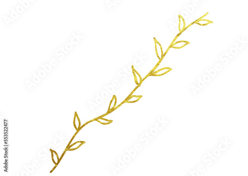golden tree branch with leaves