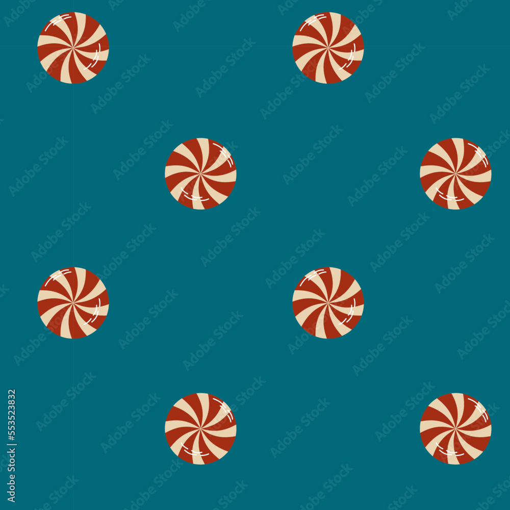 Seamless pattern of Christmas lollipop on blue background
