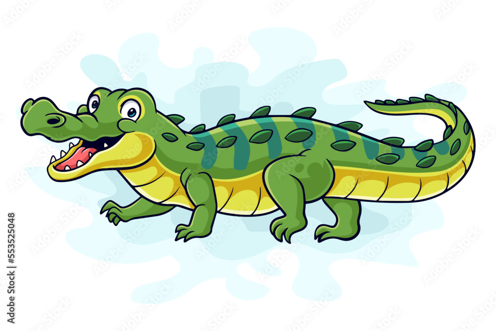 Obraz premium Cartoon funny crocodile isolated on white background