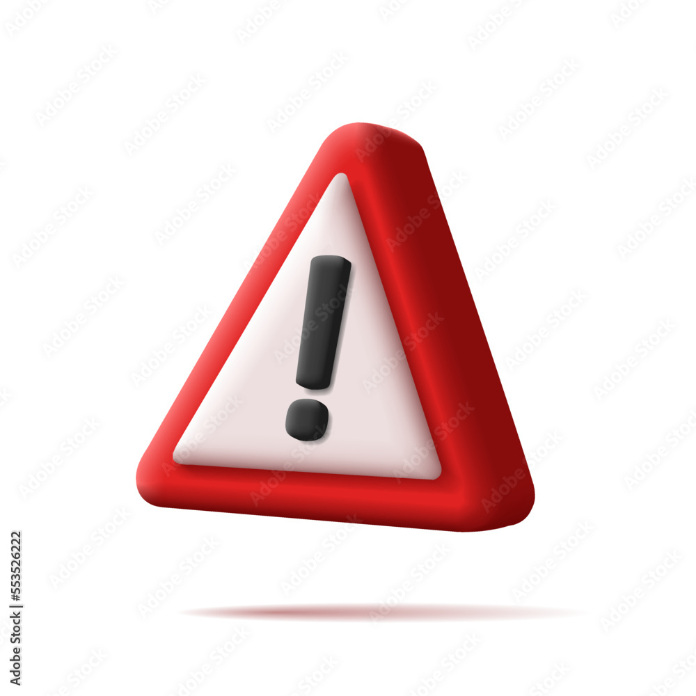 3d Red and white triangle warning sign with exlamation mark vector illustration. 3d Red and white triangle warning sign with exlamation mark vector illustration.