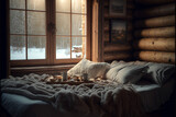 Schlafzimmer in romantischem Holzhaus