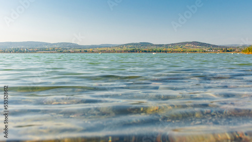 The gorgeous lake Balaton in autumn light at the Sajkodi beach.