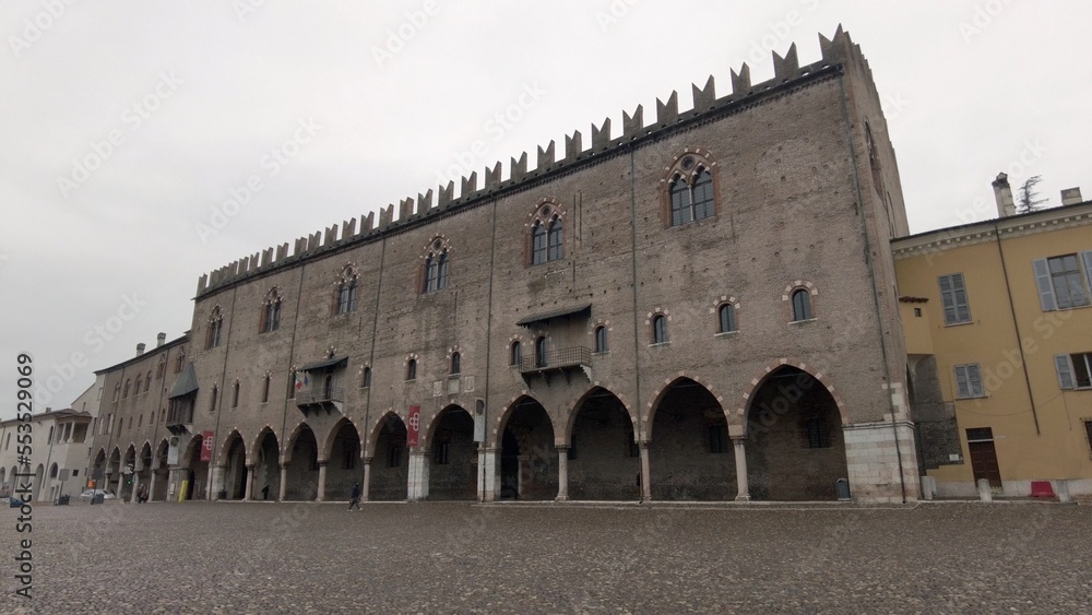Europe, Italy , Mantova 2022 - The Ducal Palace of Mantua, also known as the Gonzaga palace, is one of the main historic buildings in the city. Unesco heritage world
tourist attraction in Lombardy 