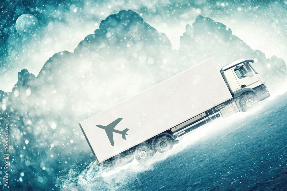 Fototapeta premium Truck on the road, concept of communication and business