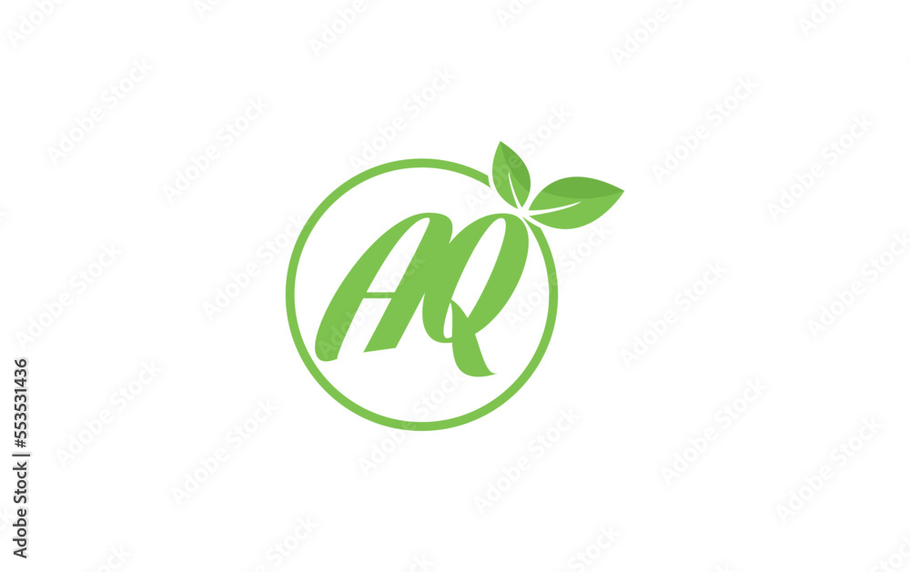 Fresh green leaf logo and nature healthy leaf logo circle design vector with the letters and alphabets Fresh green leaf logo and nature healthy leaf logo circle design vector with the letters and alphabets