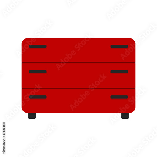 Chest of drawers icon. Dresser. Color silhouette. Horizontal front view. Vector simple flat graphic illustration. Isolated object on a white background. Isolate.