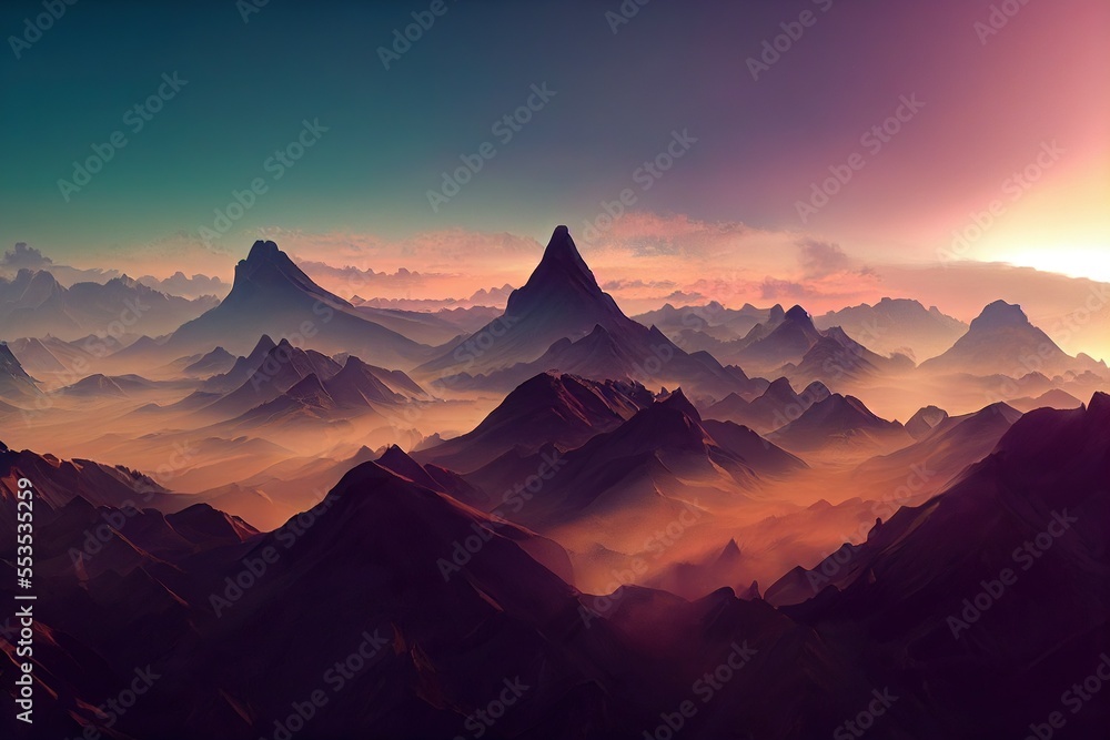 Top mountain view sky horizon sunlight  Generative AI