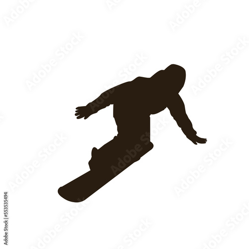  Snowboarder black silhouette. Winter sports icon. Vector illustration