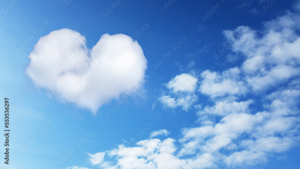 on the blue sky a cloud in the shape of a heart on the blue sky a cloud in the shape of a heart