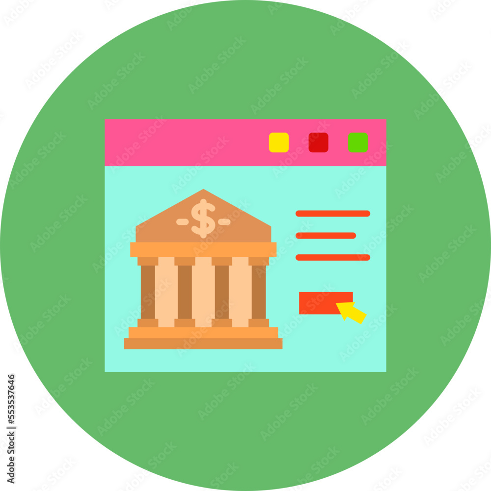 Internet Banking Multicolor Circle Flat Icon Internet Banking Multicolor Circle Flat Icon