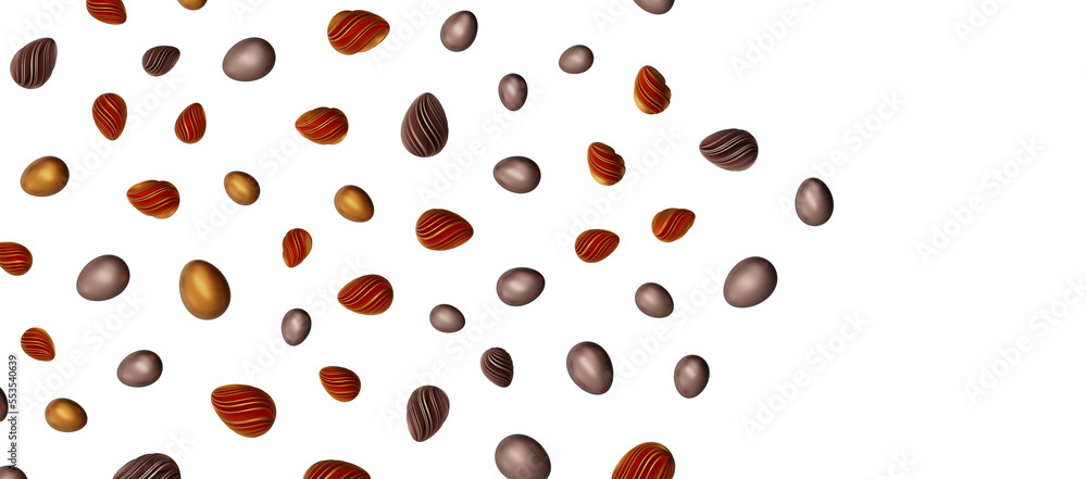 3d render illustration. Set of chocolate easter eggs 3d render illustration. Set of chocolate easter eggs