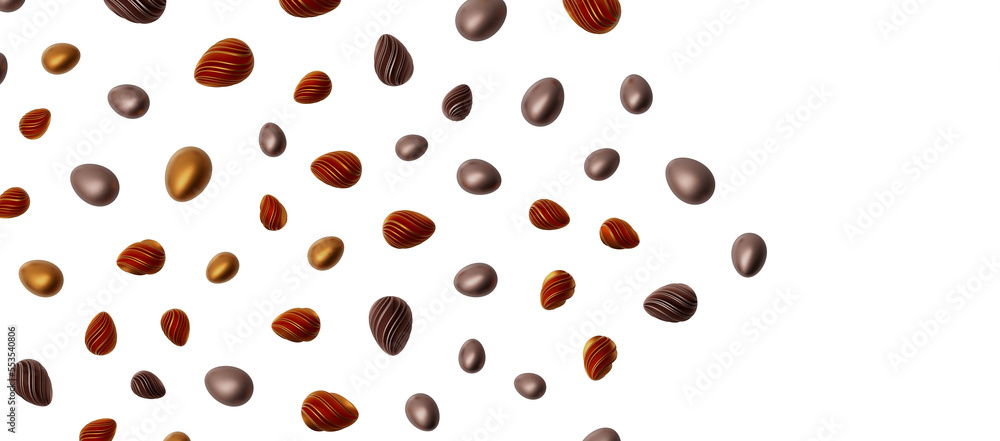3d render illustration. Set of chocolate easter eggs 3d render illustration. Set of chocolate easter eggs