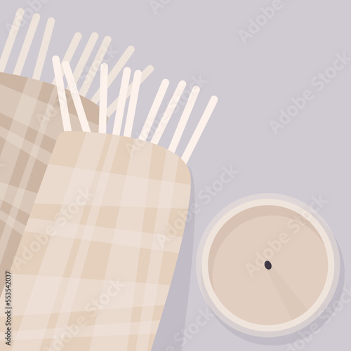 Scarf and candles in cozy style
