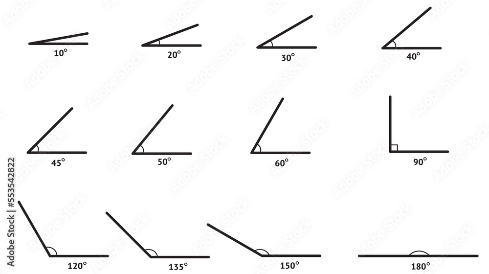 Angle degree grade icon Angle 10 20 30 40 45 60 90 120 135 150 Angle degree grade icon Angle 10 20 30 40 45 60 90 120 135 150