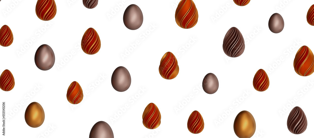 Fototapeta premium 3d rendering of Easter elegant eggs with gold paint