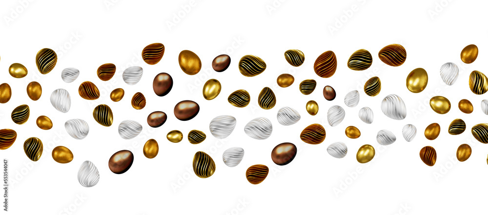 golden easter eggs; 3d rendered illustration golden easter eggs; 3d rendered illustration
