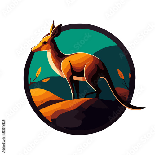 kangaroo wallaby australian animal wild character logo vector illustration