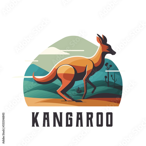 kangaroo wallaby australian animal wild character logo vector illustration