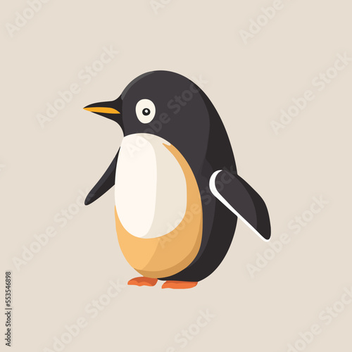penguin logo mascot in flat cartoon style vector. Cold winter Antarctic bird