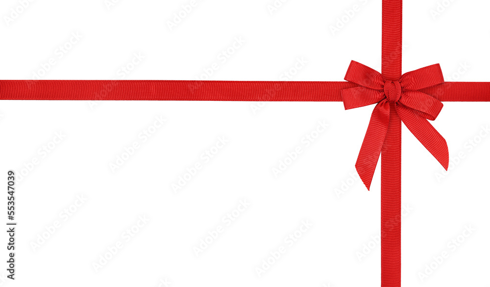 Red rep bow and crossed ribbons isolated on white or transparent background Red rep bow and crossed ribbons isolated on white or transparent background