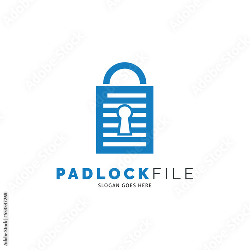 Padlock File Document Icon Vector Logo Template Illustration Design