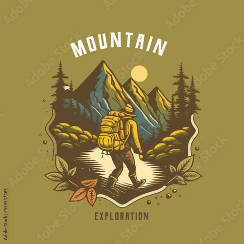 Logo Collection of vintage mountain explorer, hiking, trekking adventure