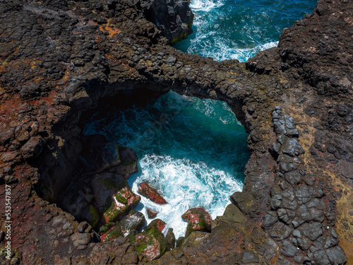 Mauritius Gris Gris beach Pont Ntruel. Amazing geological fromation rock bridge what is a famous attraction in Mauritius island photo