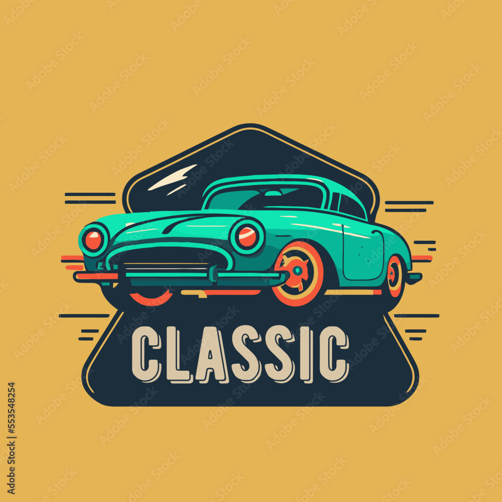 Fototapeta premium vintage classic car retro vector style illustration