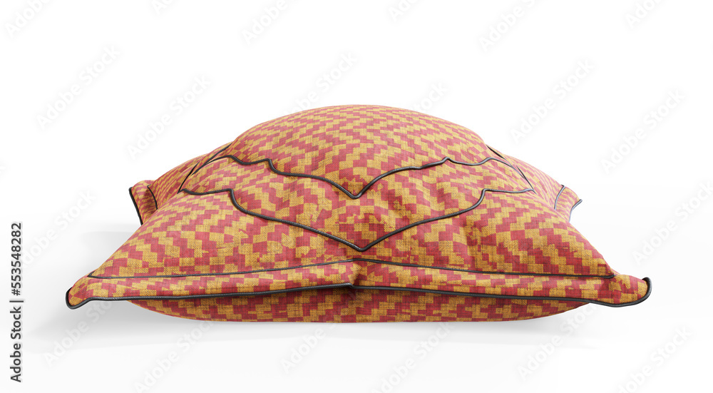 Clasic white square pillow 3d render on white background Clasic white square pillow 3d render on white background