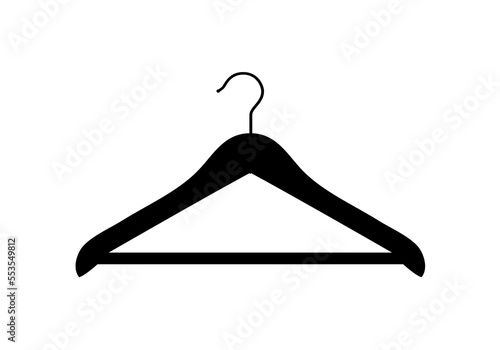 Clothes hanger, black silhouette, illustration over a transparent background, PNG image